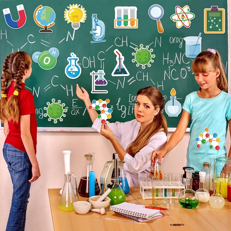 Machomby 48 قطعة قصاصات علمية، قصاصات مختبر الكيمياء الفيزيائية، قصاصات ورقية علمية لتزيين لوحات الإعلانات في المنزل والمكتب والمدرسة والفصول الدراسية، تزيين الجدران والأبواب - Image 3